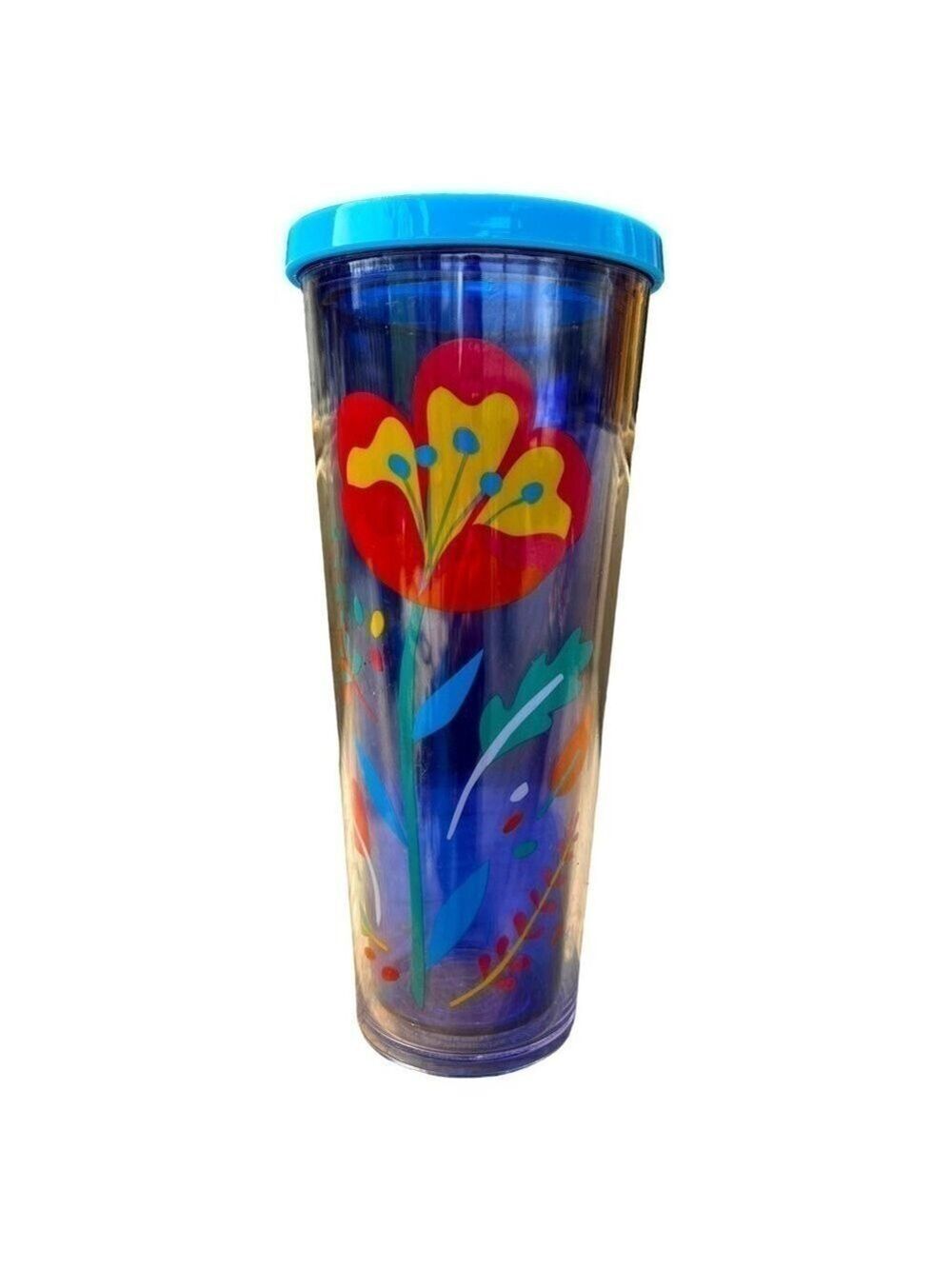 Starbucks Venti Cold Cup Tumbler Floral Clear Blue